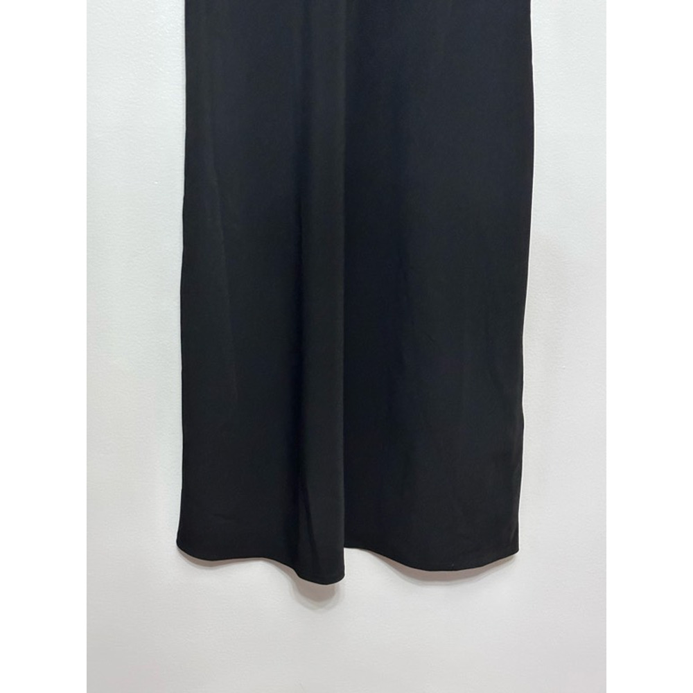 Allsaints Slip Dress Women's 00 Black Solid Knee Length V Neck Minimalist New - Picture 7 of 9